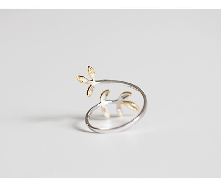 Ring "Golden Leafs" i 925 Sterling Silverplätering - 3