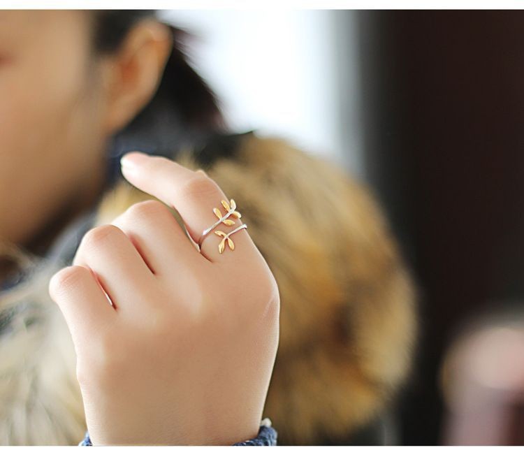 Ring "Golden Leafs" i 925 Sterling Silverplätering - 6