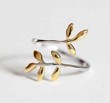 Ring "Golden Leafs" i 925 Sterling Silverplätering