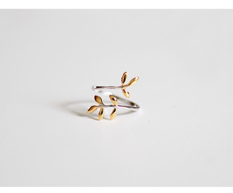 Ring "Golden Leafs" i 925 Sterling Silverplätering - 5