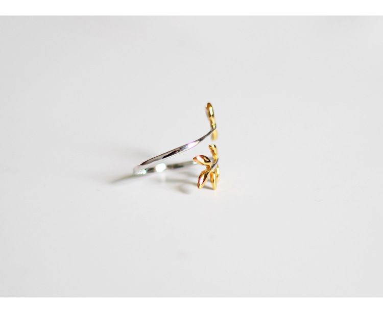Ring "Golden Leafs" i 925 Sterling Silverplätering - 4