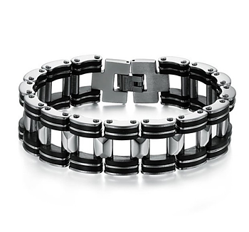 Armband i rostfritt stål och svart gummi