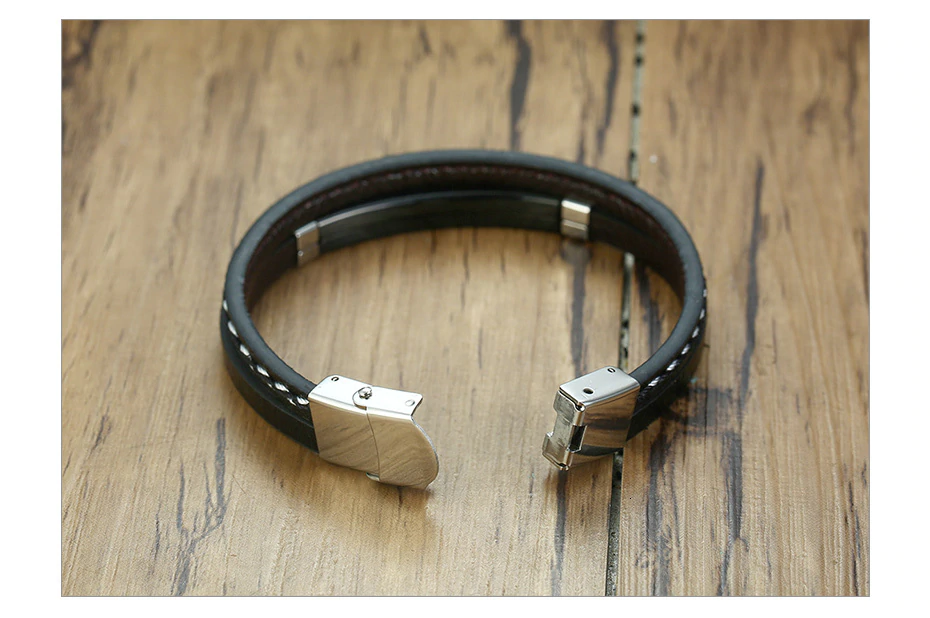 Läderarmband "Sew line" - 3