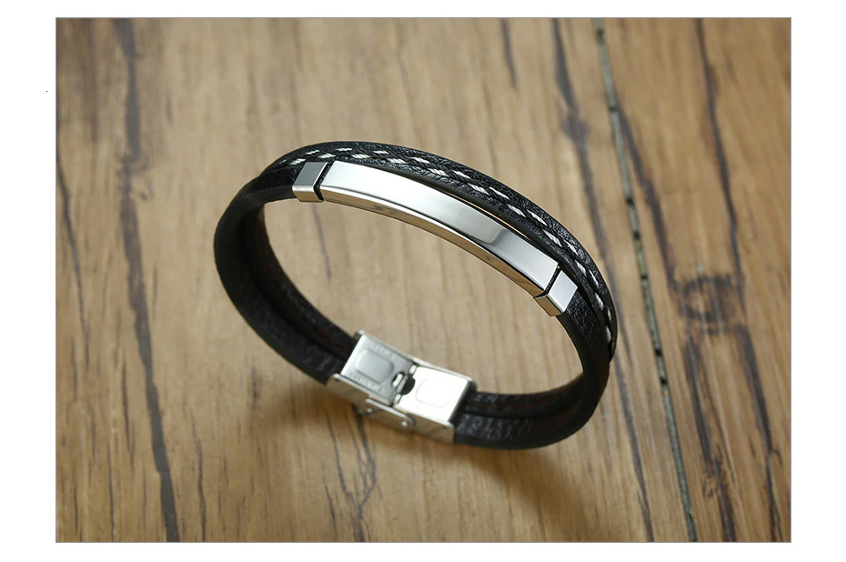 Läderarmband "Sew line" - 4