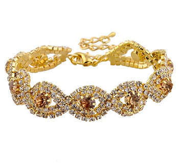 Armband med Cubic Zirconia och Austrian Crystals samt i 18 K Guldplätering -Gula stenar