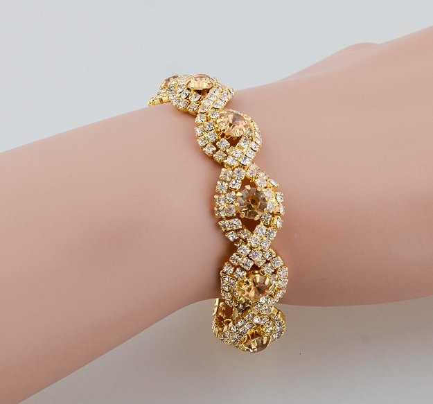 Armband med Cubic Zirconia och Austrian Crystals samt i 18 K Guldplätering -Gula stenar - 2