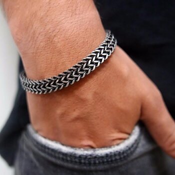 Armband "Double Curb" i Rostfritt stål  6,5mm
