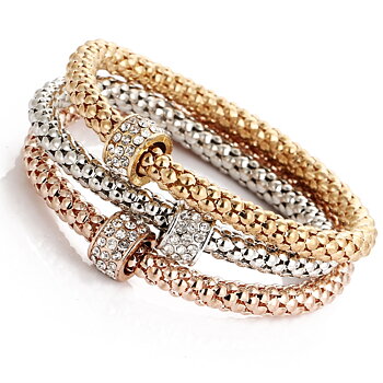 Armband "Crystal Round" i 18K Guld-, 18K Roséguld- och 925 Sterling Silverplätering