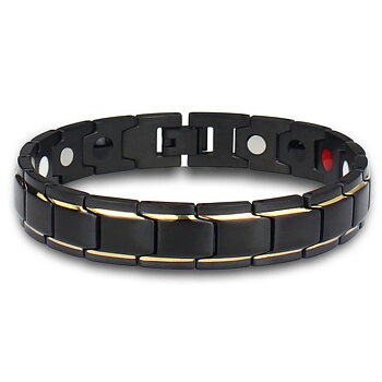 Magnetarmband i rostfritt stål  -Svart/Guld