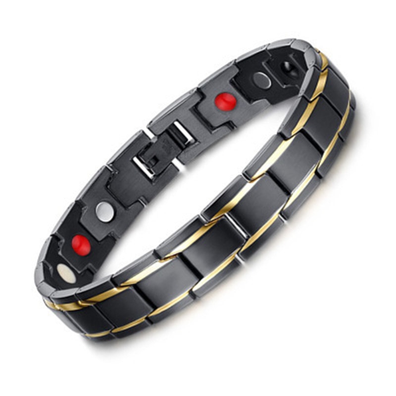 Magnetarmband i rostfritt stål  -Svart/Guld - 2