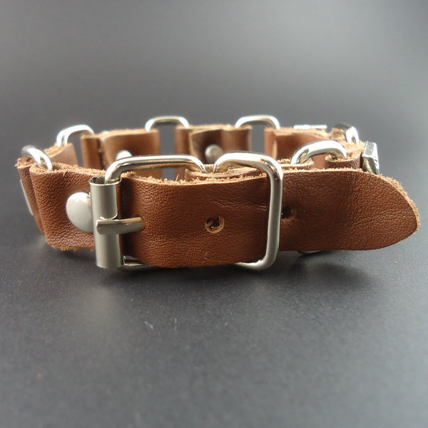 Läderarmband "Five Cross" med metalldetaljer - 4