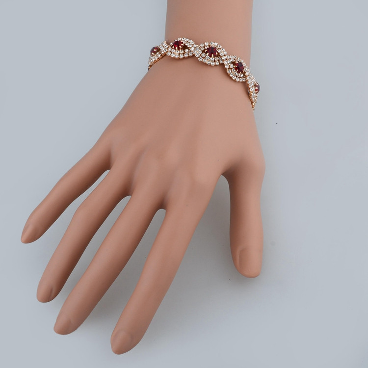 Armband med Cubic Zirconia och Austrian Crystals samt i 18 K Guldplätering -Röda stenar - 3