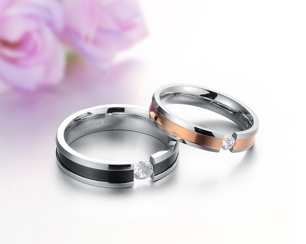 Parringar i rostfritt stål med en stor Cubic Zirconia - 5