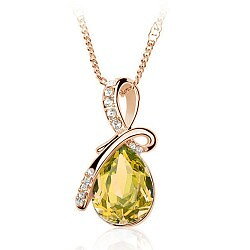 Halsband "Waterdrops" i kristall och guldplätering -Gul