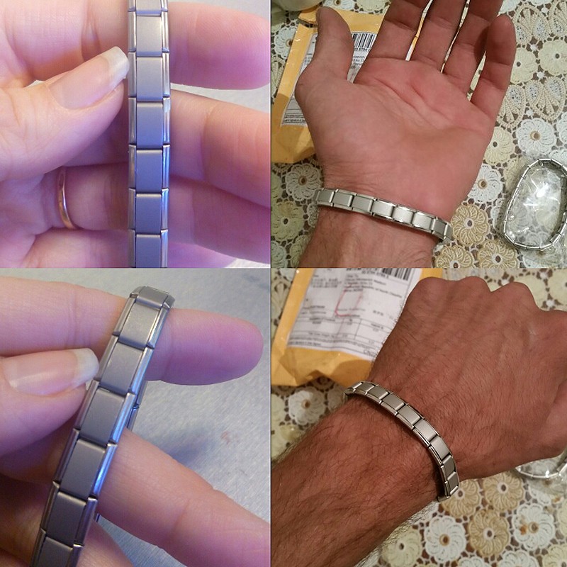 Energiarmband i rostfritt stål med Turmalinstenar  -Elastiskt - 4