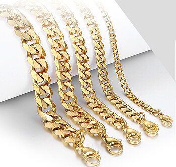 Pansarlänk -Armband i rostfritt stål -Guld 9mm