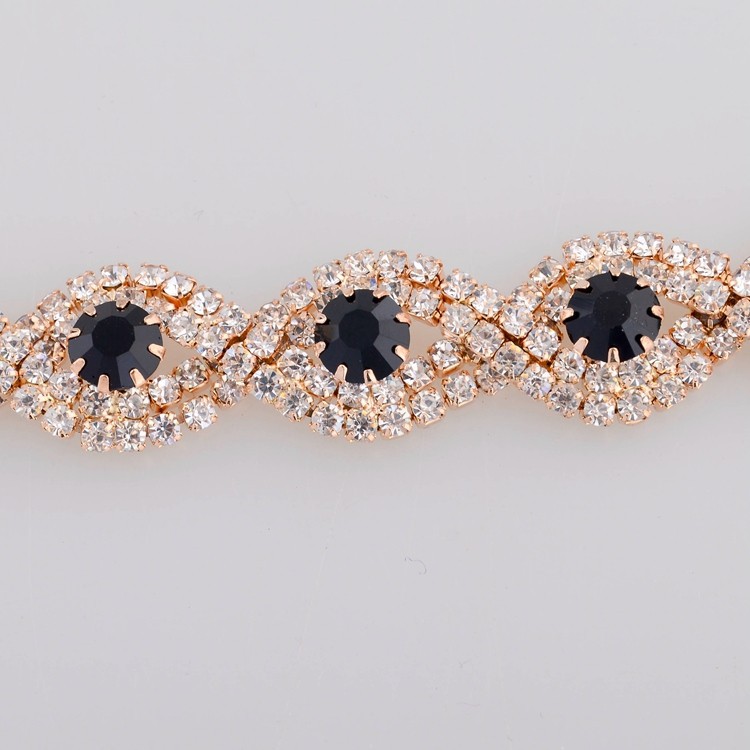 Armband med Cubic Zirconia och Austrian Crystals samt i 18 K Guldplätering -Svarta stenar - 4