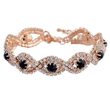 Armband med Cubic Zirconia och Austrian Crystals samt i 18 K Guldplätering -Svarta stenar
