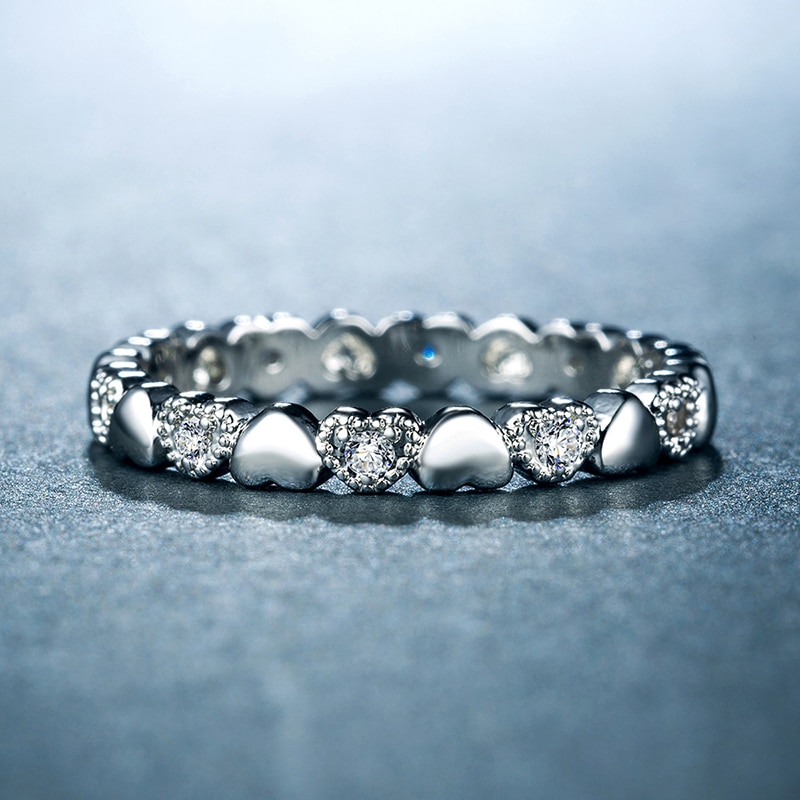 Ring "Loveheart" med många små Cubic Zirconia och i 925 Sterling Silverplätering - 4