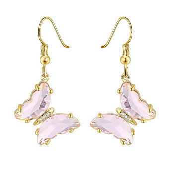 Örhängen "Butterfly" i 18K Guldplätering -Rosa kristaller