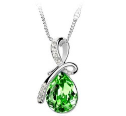 Halsband "Waterdrops" i kristall och silverplätering -Grön