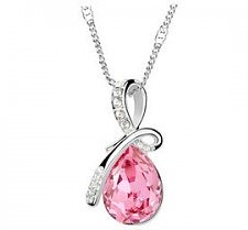 Halsband "Waterdrops" i kristall och silverplätering -Rosa