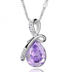 Halsband "Waterdrops" i kristall och silverplätering -Violett
