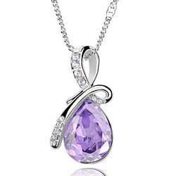 Halsband "Waterdrops" i kristall och silverplätering -Violett