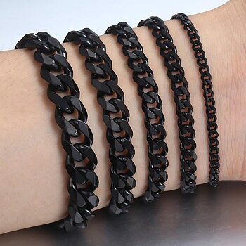 Pansarlänk -Armband i rostfritt stål -Svart 3mm