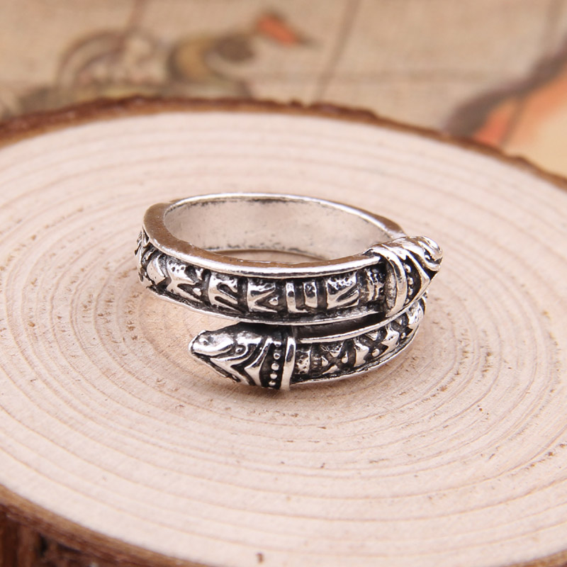 Ring  "Drakhuvud"  i Antik 925 Sterling Silverplätering - 3