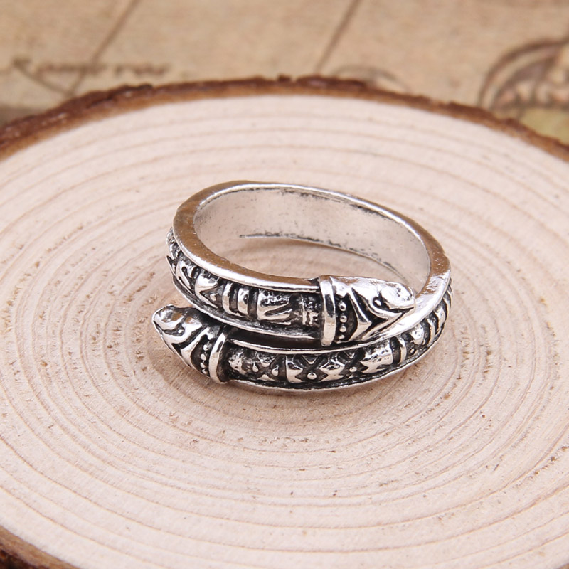 Ring  "Drakhuvud"  i Antik 925 Sterling Silverplätering - 2