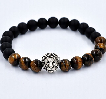 Armband "Buddha -Lion" -Svart/Brun/Silver
