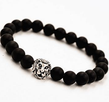 Armband "Buddha -Lion" -Svart/Silver