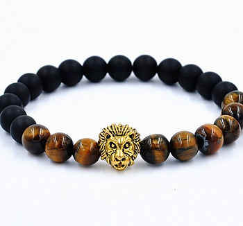 Armband "Buddha -Lion" -Svart/Brun/Guld