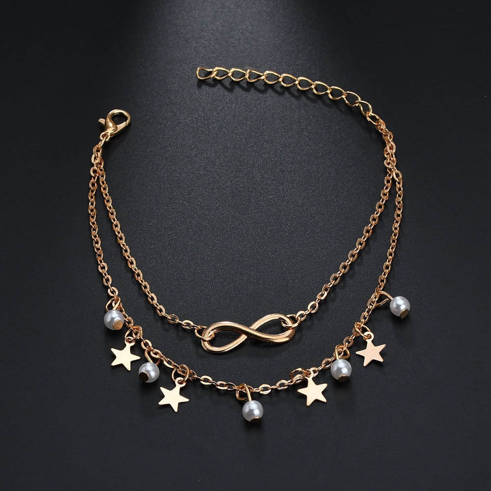 Ankelkedja "Eternity" med 18K Guldpläterade kedjor - 4