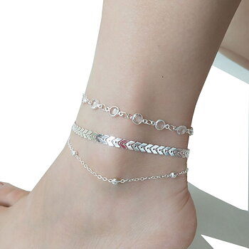 Set med tre Ankelkedjor i 925 Sterling Silverplätering