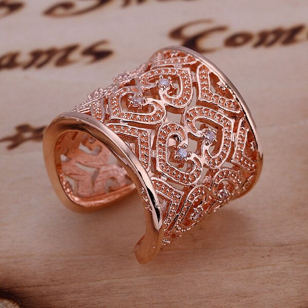 Ring med Cubic Zirconia och i 18K Roséguldplätering - 2