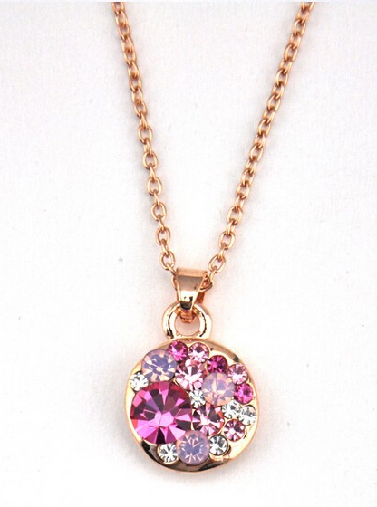 Halsband med Cubic Zircona och i 18 K Guldplätering -Rosa - 2