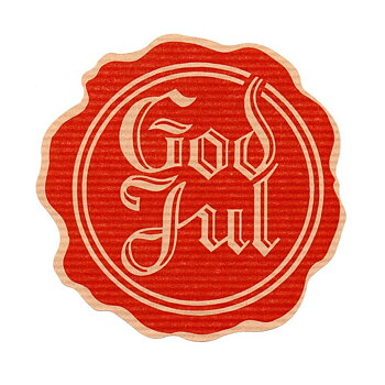 God Jul Sigill, vit/röd, rund