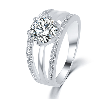 Ring med små Cubic Zirconia i 925 Silverplätering