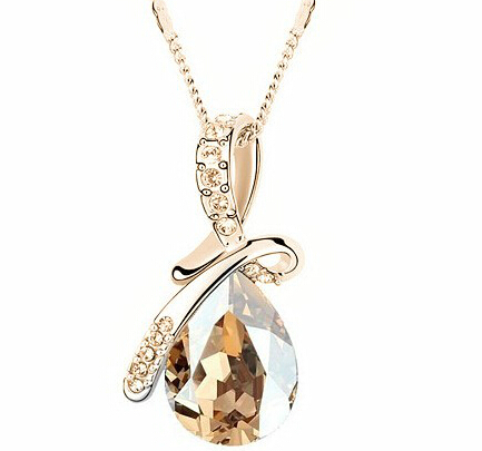 Halsband "Waterdrops" i kristall och guldplätering -Champange