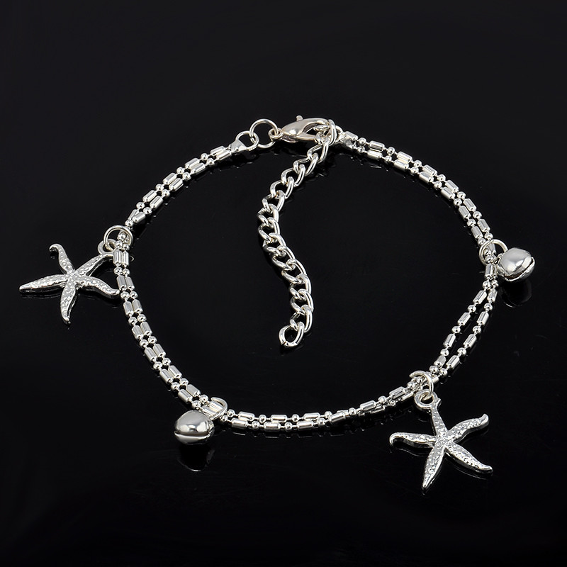 Ankelkedja "Starfish" med Silverpläterad kedja - 2