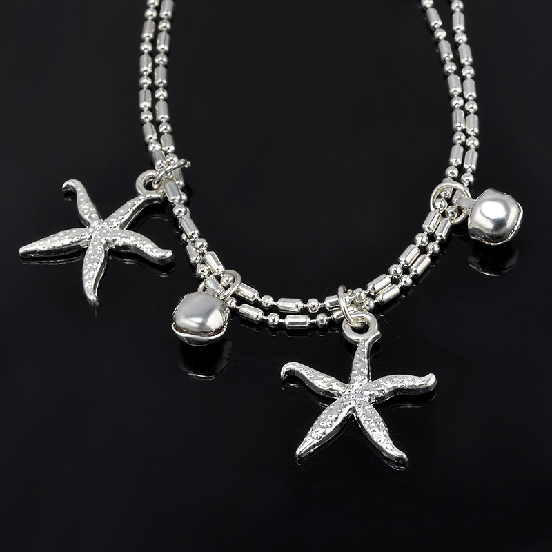 Ankelkedja "Starfish" med Silverpläterad kedja - 3