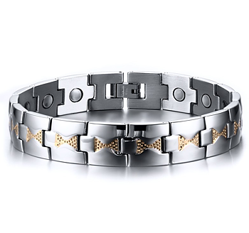 Magnetarmband i rostfritt stål och med 18 K guldplätering
