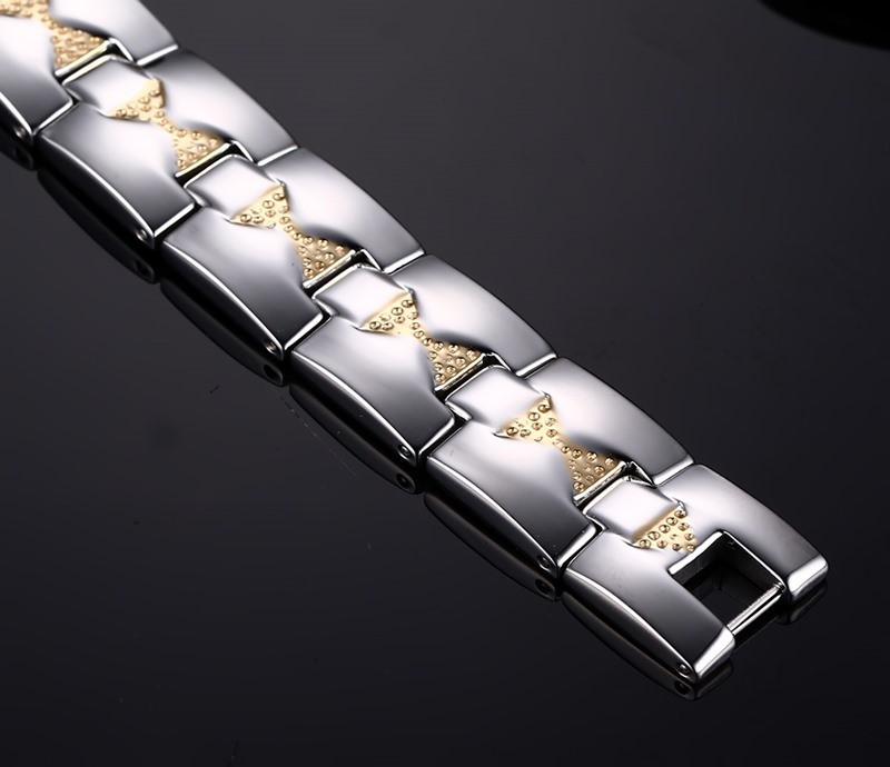Magnetarmband i rostfritt stål och med 18 K guldplätering - 4