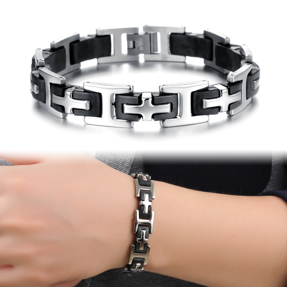 Armband i rostfritt stål och silikon - 2
