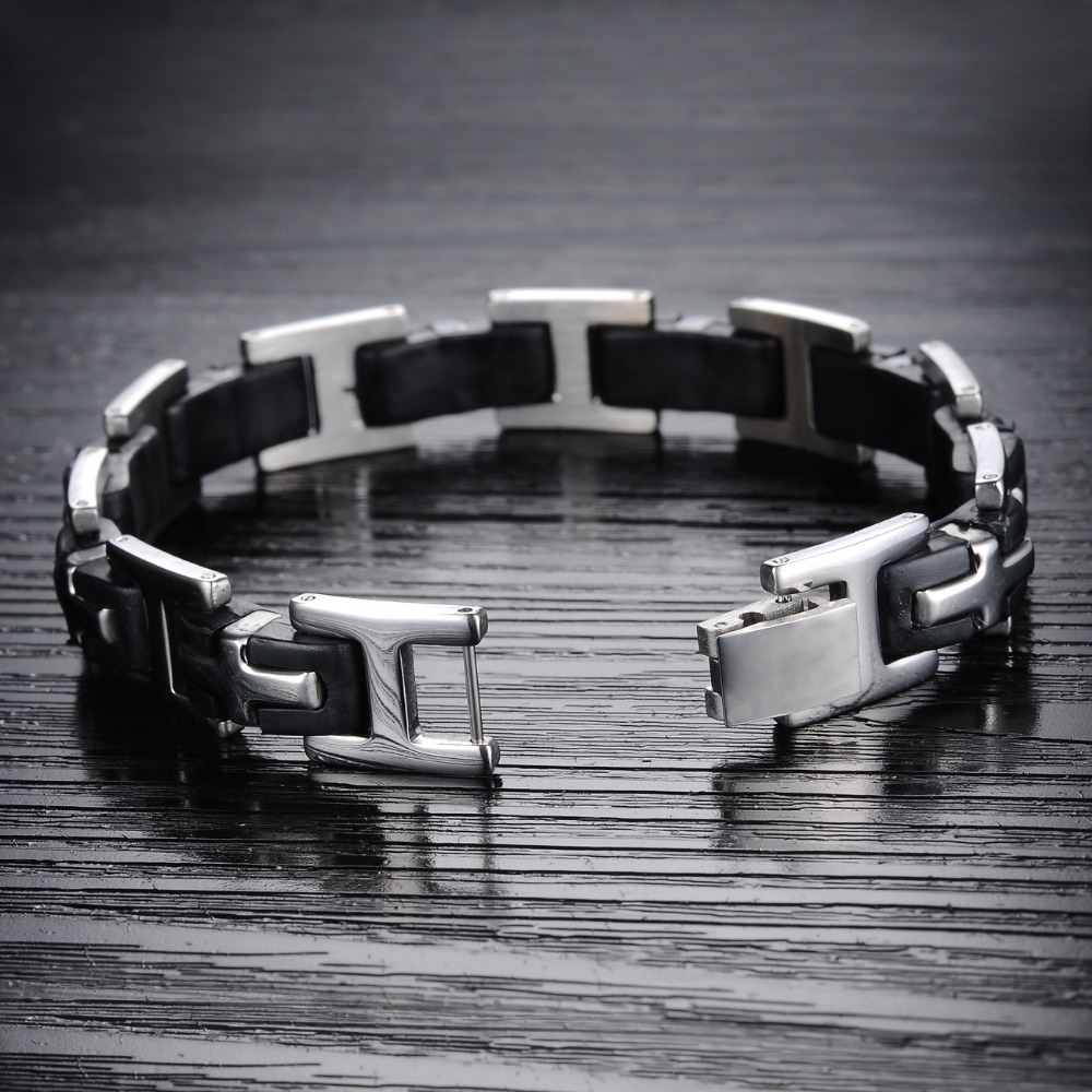 Armband i rostfritt stål och silikon - 4