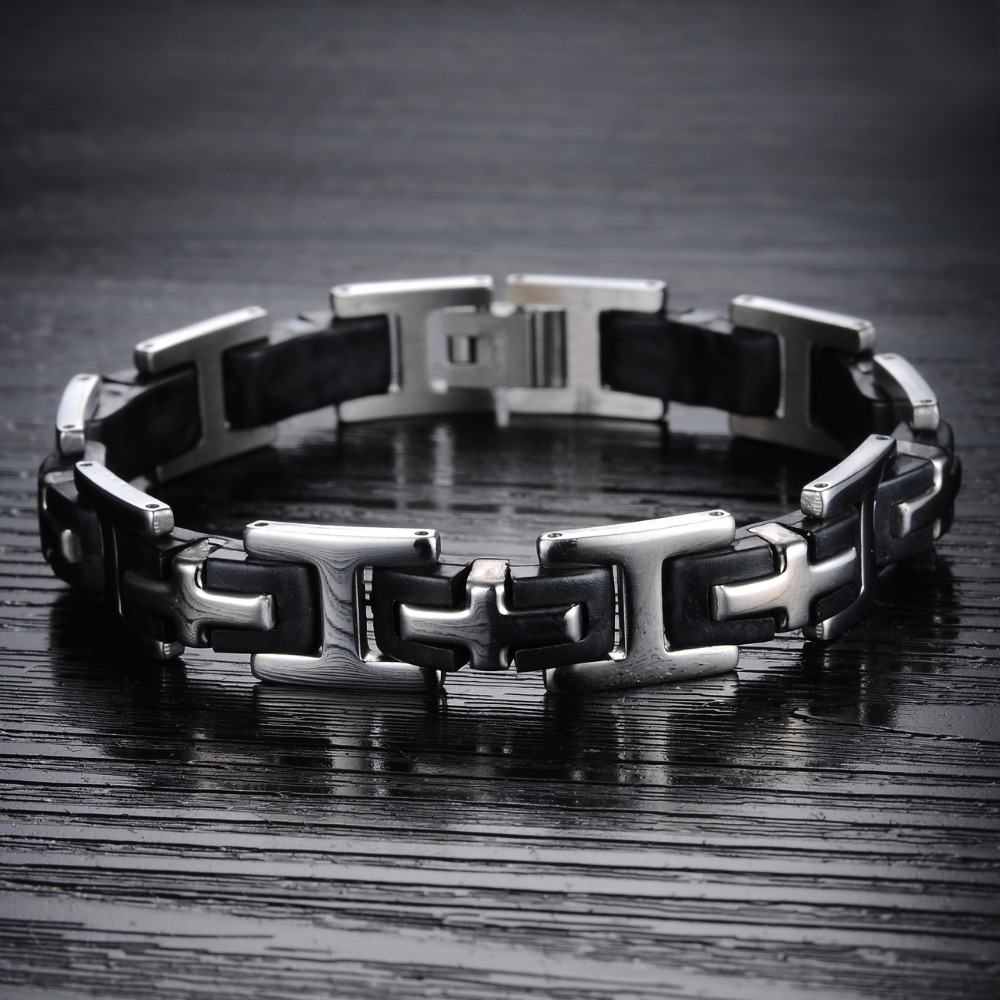 Armband i rostfritt stål och silikon - 3
