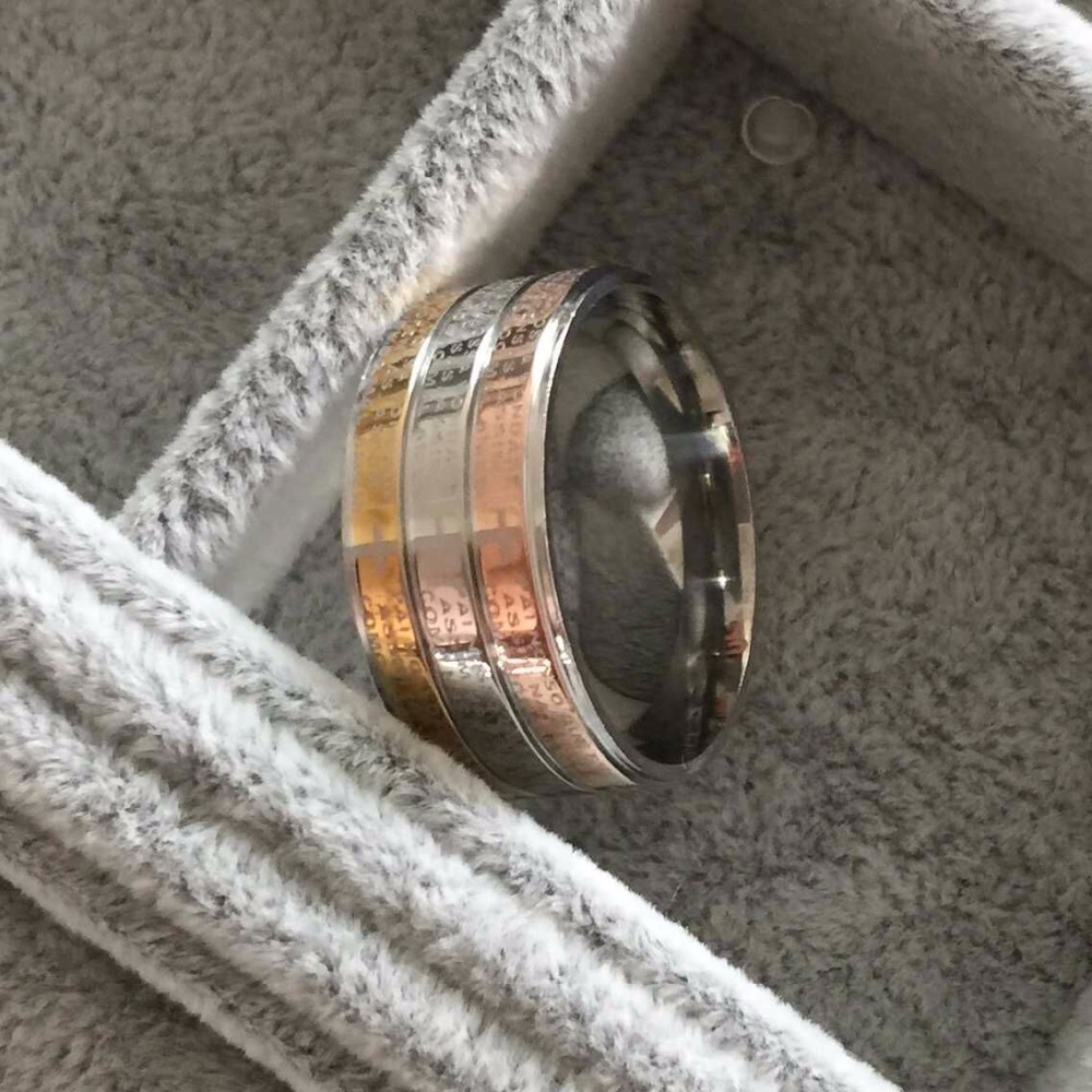 Ring "Padre Nuestro" i tre skikt med plätering -18K Roséguld, 18K Guld och Platinum - 6