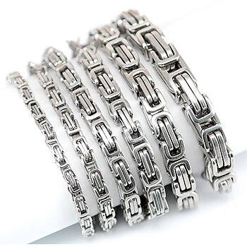 Kejsarlänk -Armband i rostfritt stål -Silver 5mm,  6mm, 8mm resp. 10mm